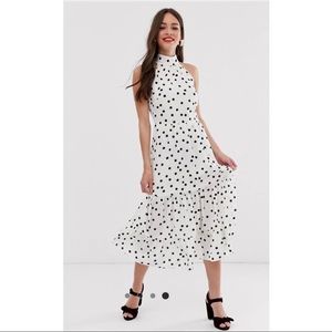ASOS Oasis Tiered Midi Polka Dot Dress